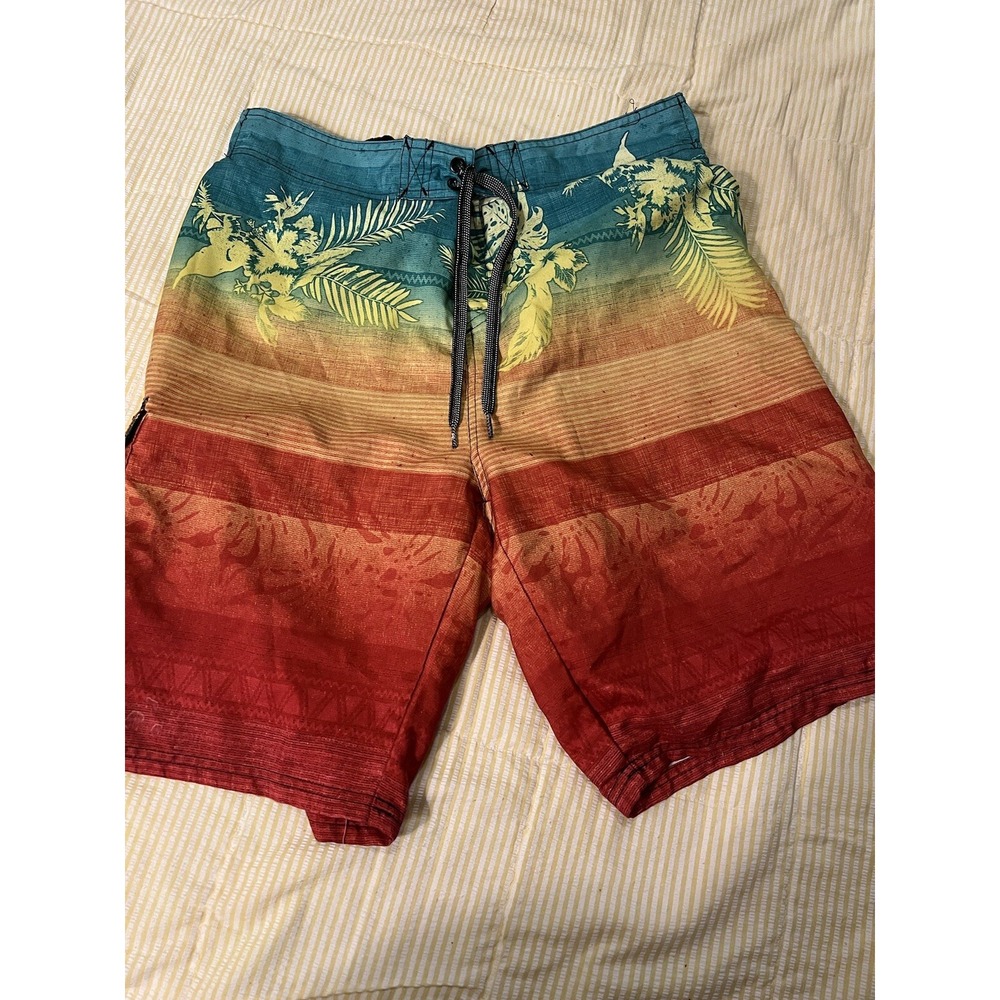 Ocean Current Board Shorts Swim Trunks Adult XL Rainbow Colorful Floral